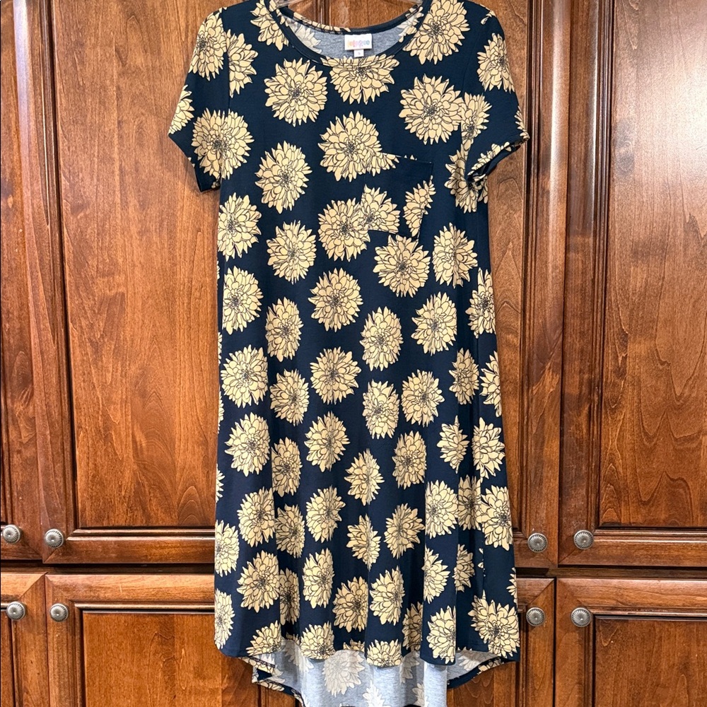 LuLaRoe Carly Blue and Cream Dress